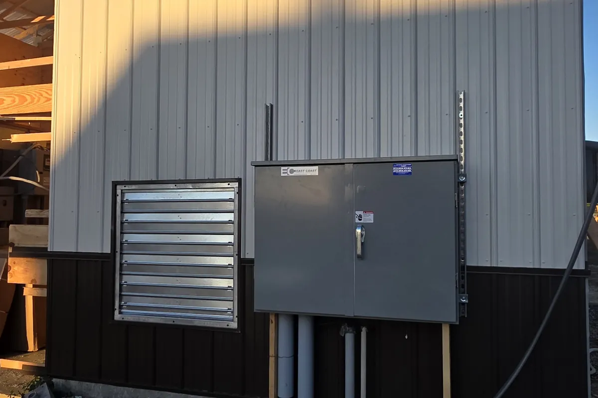 Service equipment mounted on the exterior of a building