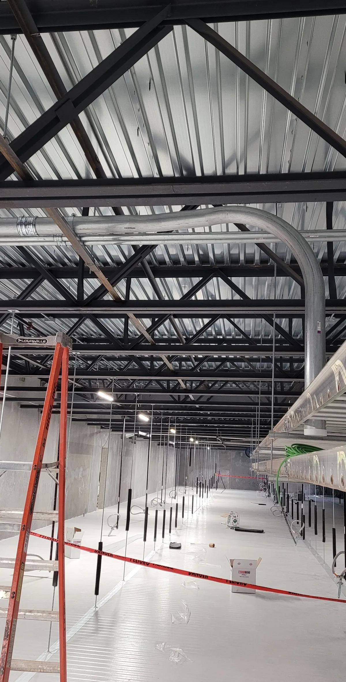 Large industrial space during electrical installation