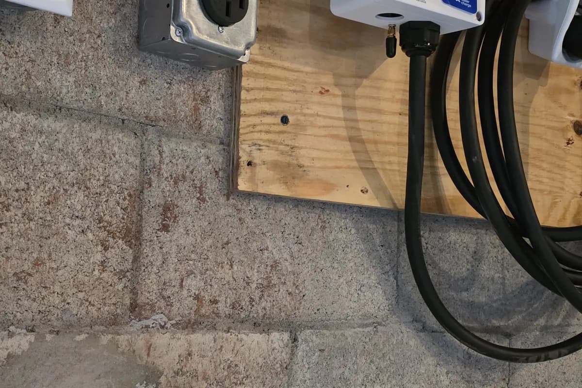 Second view of the EV charger installation and its supply