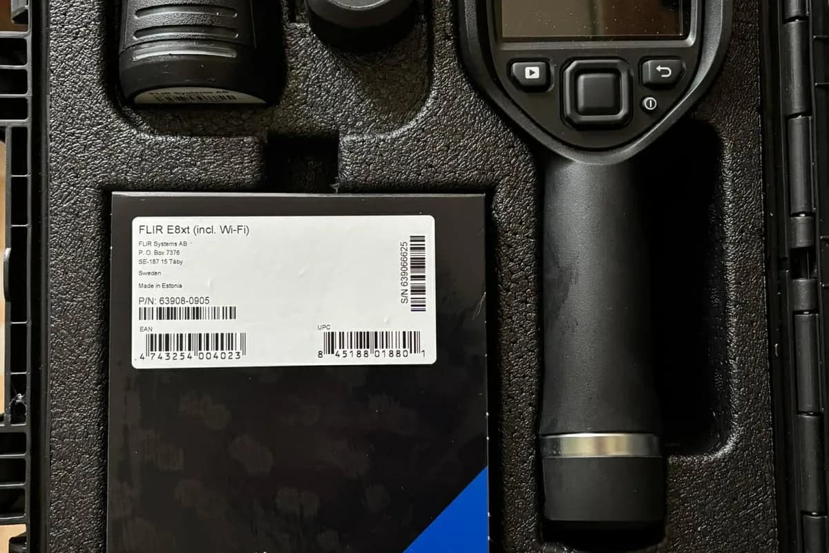 FLIR thermal camera in its case with accessories