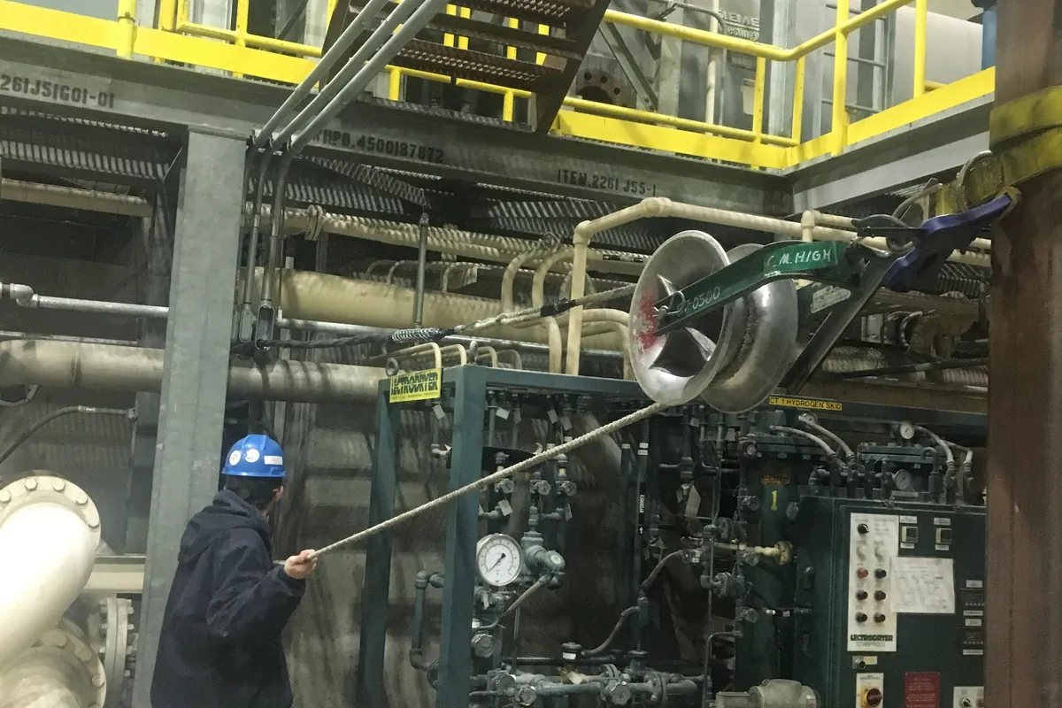 Technician working on a process installation