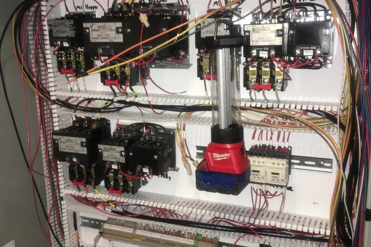 Completed control panel, neatly wired