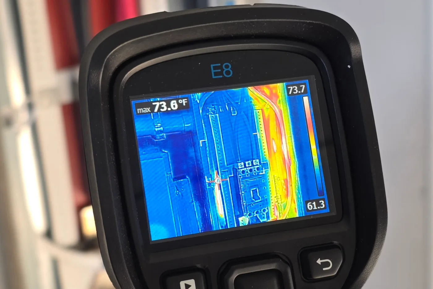 Thermal imaging camera in use during an electrical survey